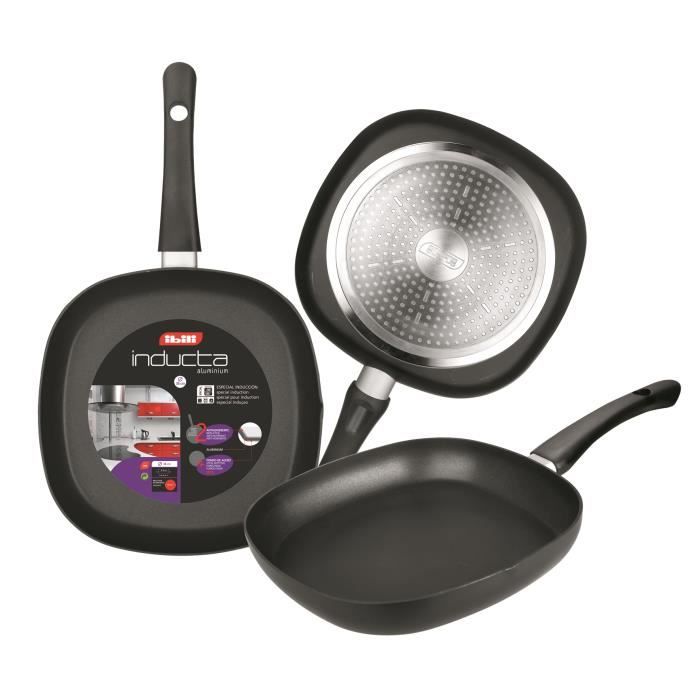 IBILI - Grill Inducta, 26 x 26 cm, Aluminium, Antiadhésif, Compatible avec l'induction