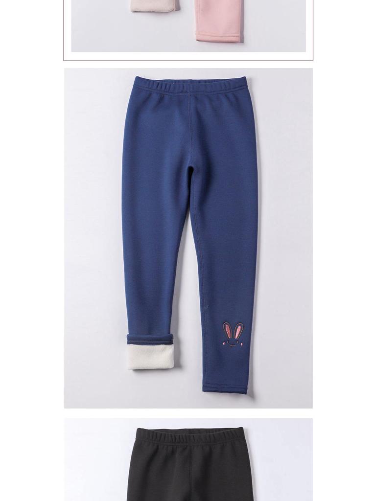 Girls' Fleece-Lined Winter Leggings - Cartoon Design, Warm & Elastic Pants