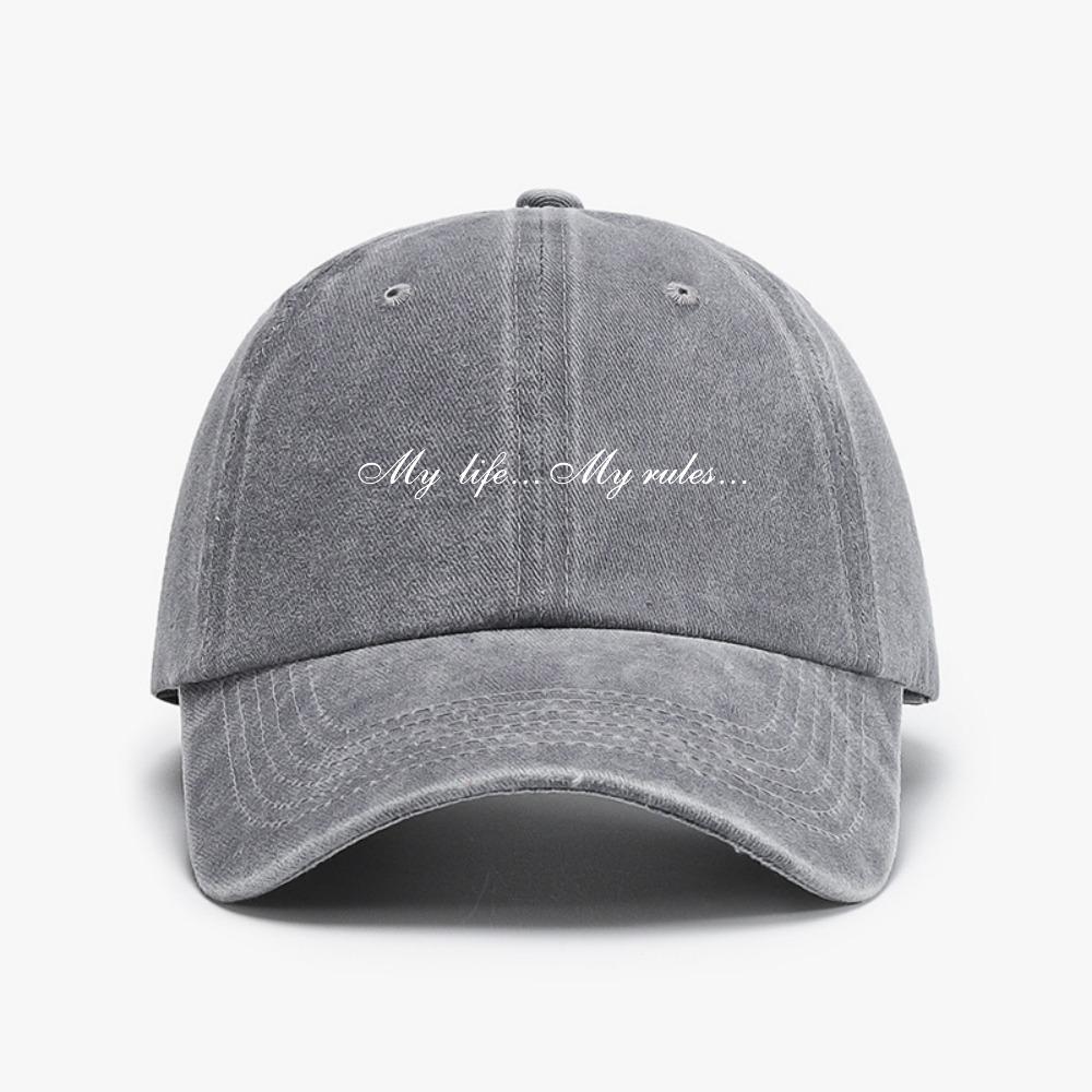 

My Life My Rules Baseball Cap fashion Vintage Washed Denim hip hop caps Harajuku pop Unisex Women casual snapback hat Adjustable