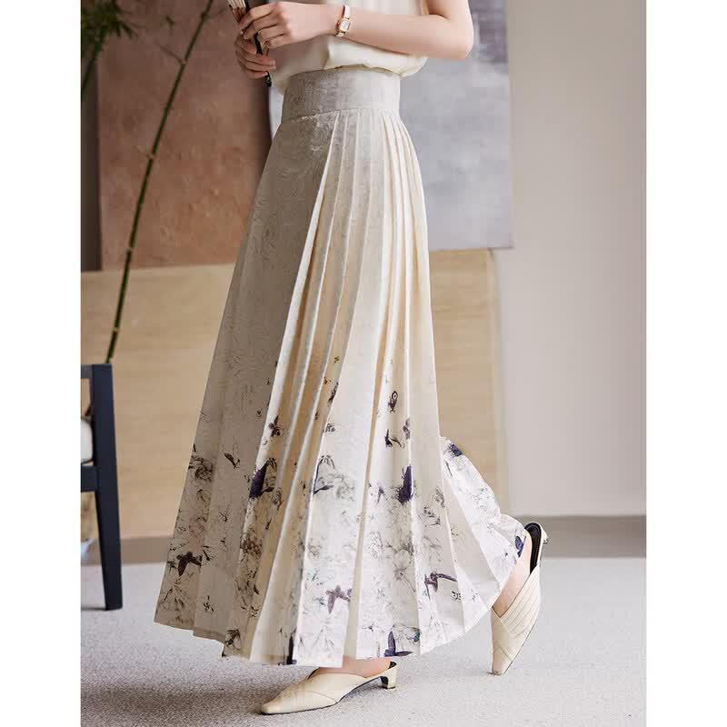 XWI New Chinese Style Brocade Jacquard Horse-Face Skirt M