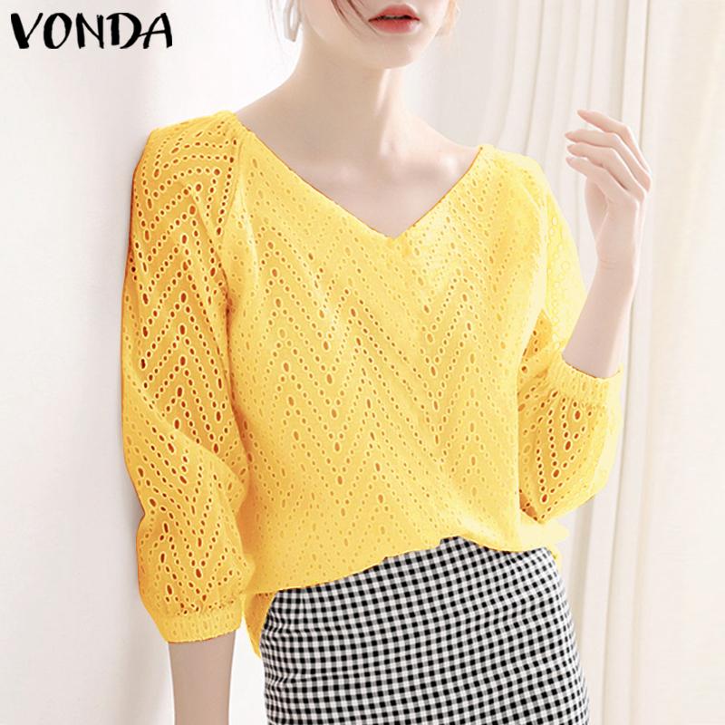 

Весенние женские удобные топы с V-образным вырезом и длинными рукавами VONDA