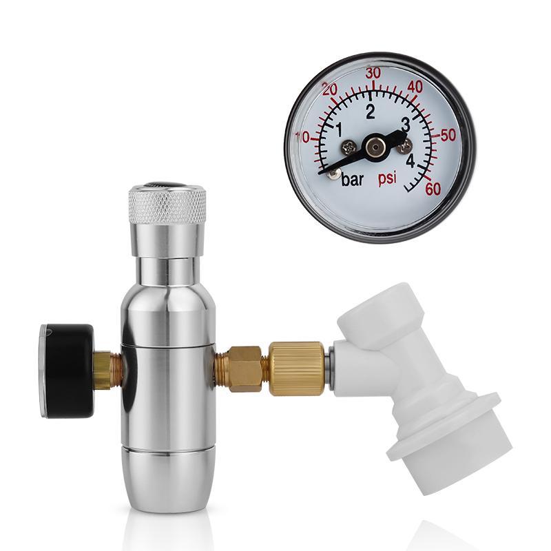 Upgraded Mini Co2 Charger(two-stage), 0-60 PSI Beer Co2 Regulator Stable Pressure Control Homebrew Mini Keg Growler Charger Kit