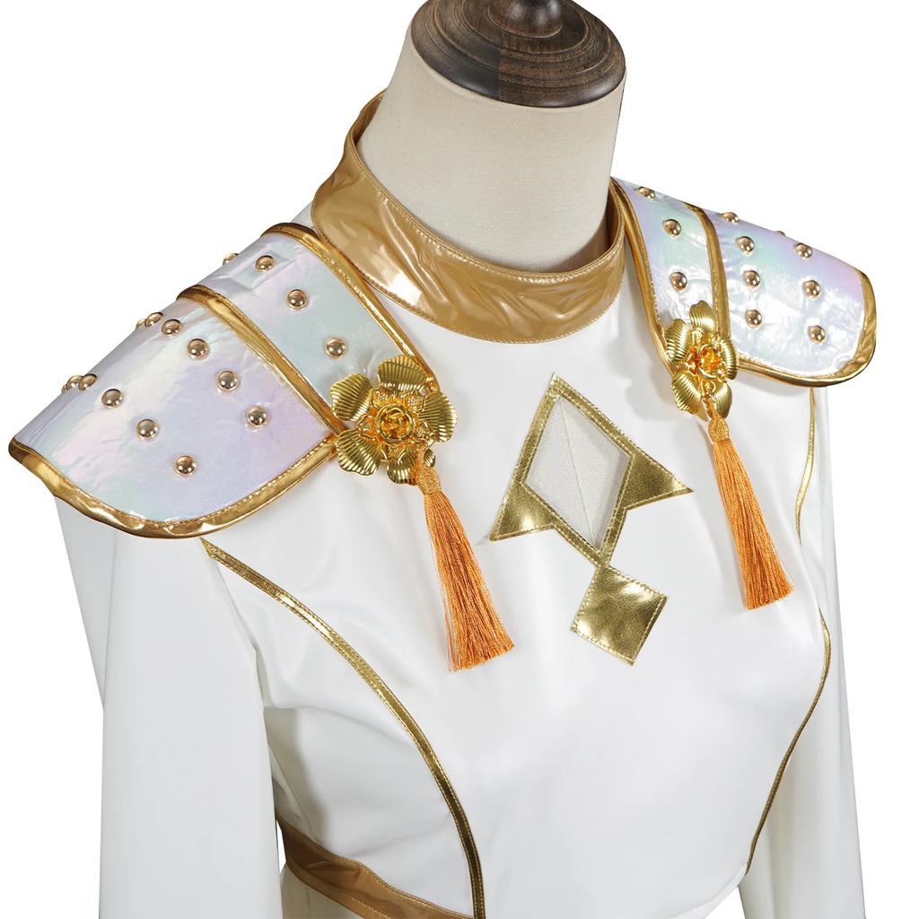 KPop Demon Hunters Kids Rumi Zoey Mira Cosplay Glitter Costume White Uniform Set Huntrix Outfit For Girls  Halloween Role Play