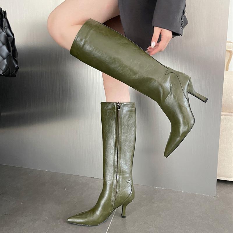 Boots women's autumn and winter new thin heel long knight boots heightened retro but knee high boots women