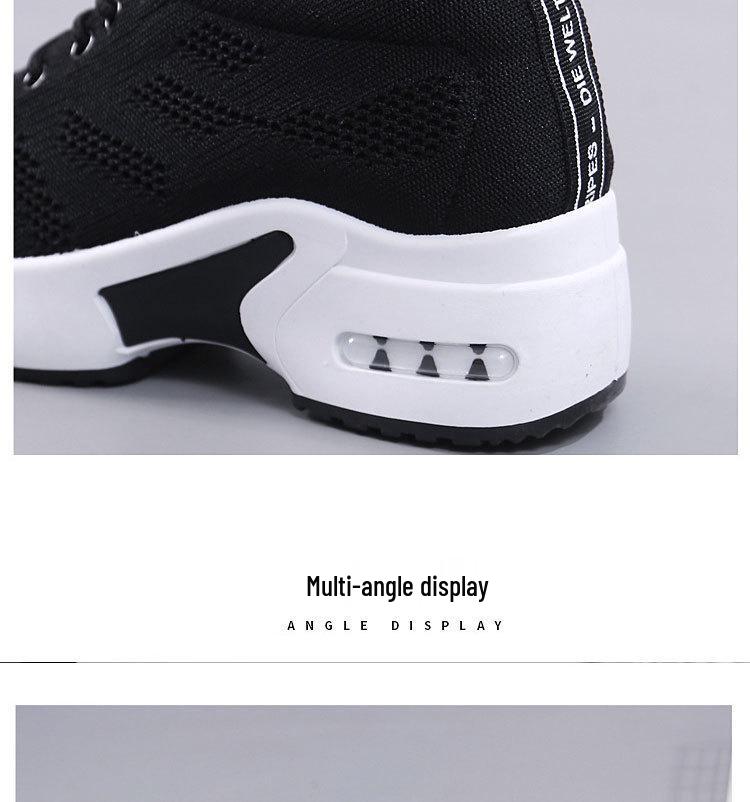 Trendige Weiße Damen-Schuhe zur Größensteigerung, Obermaterial aus Fly-Knit-Mesh, Dicke Sohle, Bequeme & Vielseitige Freizeitsneakers