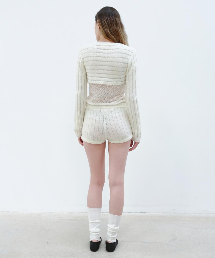 Aobteu Ribbed Knit Shorts - Ivory
