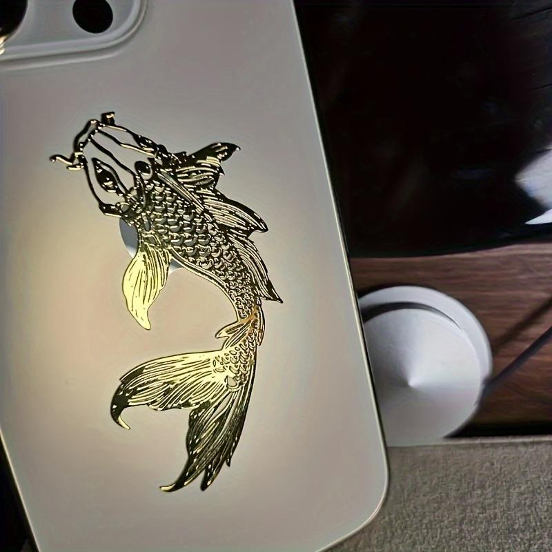 Αυτοκόλλητα Χρυσόψαρα Τύχης, Κομψή Μεταλλική Διακόσμηση Ψαριού, Αυτοκόλλητα Κατάλληλα για Κινητά, Αυτοκίνητα, Laptops, Σπίτι