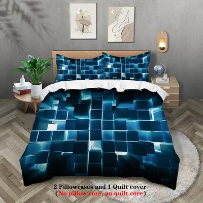 3pcs Red Transparent Grid Visual Effects Bedding Set Suitable for Teenagers and Adult Bedroom1*duvet Cover+2*pillowcase