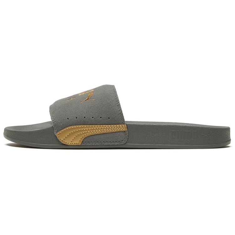 Puma Leadcat Series Comfortable Soft EVA Silent Slide Sandals Unisex Sandals Gray Gold 372277-06