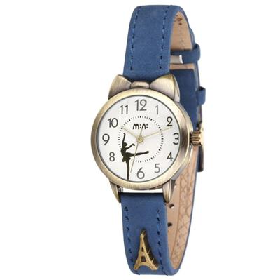 Cute Ballet Dancer Women's Watch, Fq234, Blue Leather Strap, Girls' Student Watch, Kids' Watch