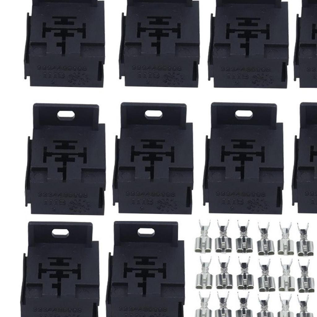 10Pcs Mini Relay Connector Sockets Easy Installation 5 Pin Auto Accessories Complete Set Sturdy