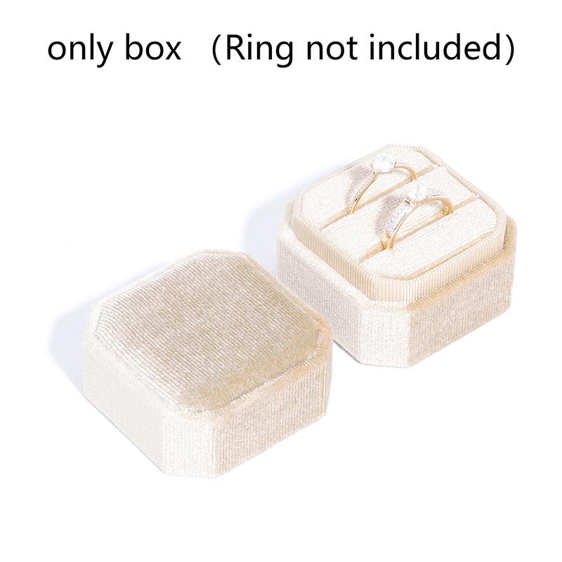 1Pc Velvet Ring Box Double Ring Box With Detachable Lid 2 Slots Octagon Ring Display Holder Case For Engagement Wedding Proposal