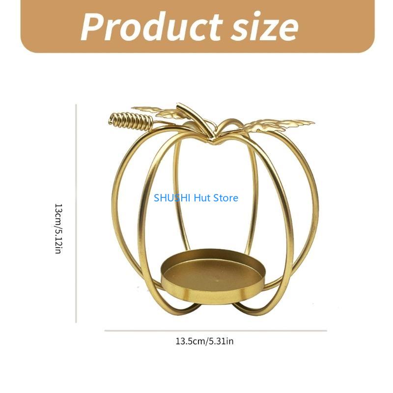 Hollow Out Pumpkin Figurine Tealight Holder Metal Candlestick Table Centerpieces Decors for Halloween Parties D57B