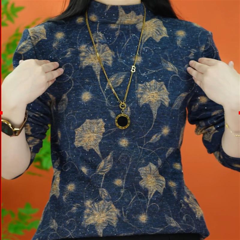 Women s 2025 Autumn/Winter Thin Fleece Long Sleeve Round Neck Base Layer Top 3XL