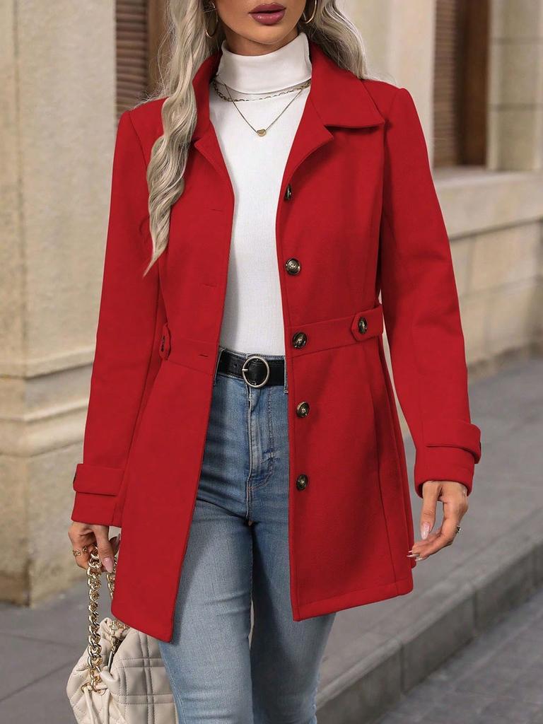 Amazon 2025 cross-border European and American foreign trade women's clothing autumn and winter temperament slim lapel button woolen coat coat