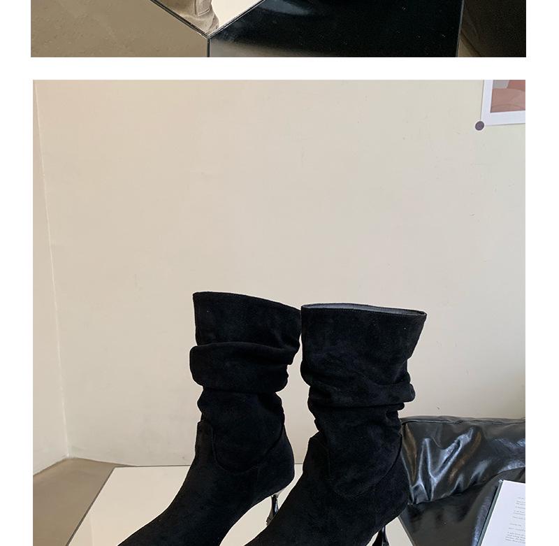 Women’s 2024 Autumn Retro Slim Heel Pleated Mid-Tube Pointed Toe Boots