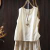 Cotton and Linen Jacquard Sleeveless T-shirt Women's New Summer Outer Wear with Loose and Thin Literary Casual Vest Cotton Top