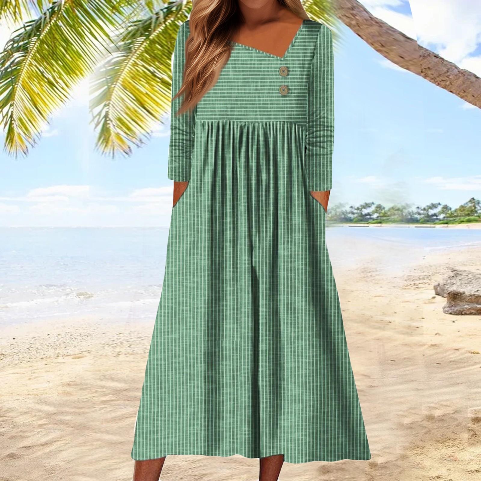 

Женские повседневные модные длинные платья в полоску с длинным рукавом и карманом на осень и зиму XXXL зелёный