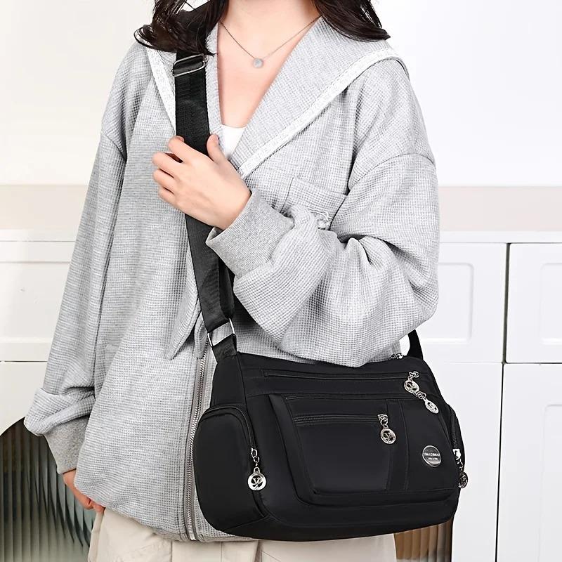 Nylon Messenger Bag Neutral Nylon Oxford Cloth Women's Shoulder Messenger Bag Middle-Aged and Elderly Leisure Bag