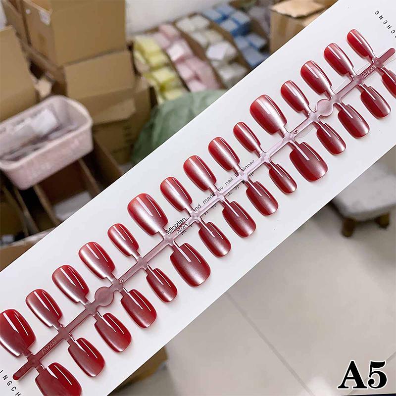 30 Buc. Unghii Scurte de Mărimi Diferite, Presate, Decorare Ochi de Pisică, Unghii False Purtabile, Acoperire Completă, Tipsuri de Unghii Artă