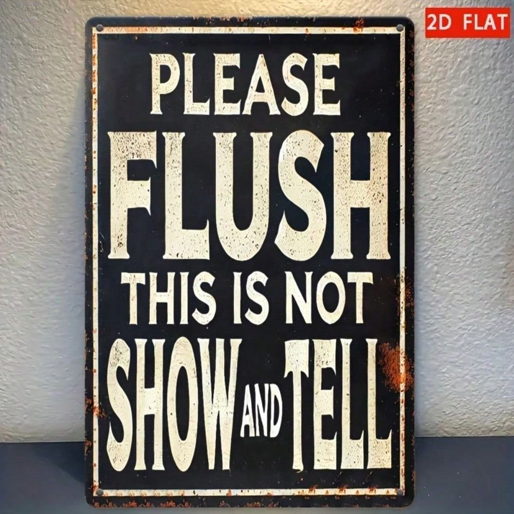 Vintage Metal Tin Sign Funny Bathroom Decor PLEASE FLUSH Toilet Art Man Cave Gift 20x30cm