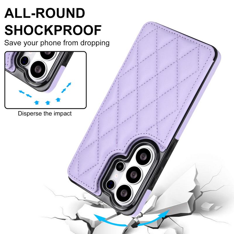 Luxury Mesh Leather Card Slots Wallet Case For Samsung Galaxy S26 Ultra S25 FE S24 S23 S22 Plus S21 FE A53 A54 A55 A56 A57 5G Card Holder Back Cover