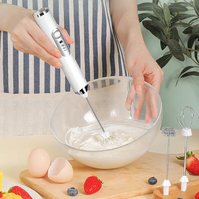 Electric Frother Mixer Whisk Beater 3-Speeds USB Rechargeable Handheld Food Blender Coffee Milk
