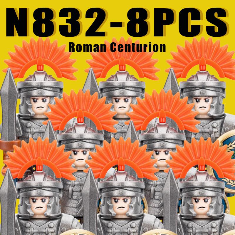Medieval Military Rome Knights Building Blocks Castle Army Warrior Soldier Figures Crossbowman Shield Sword Legion Bricks Toys