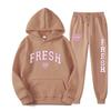 European Size Plus Fashion Printed Sweater Autumn and Winter Fleece Warm Hoodie Casual Sports Women's Suit