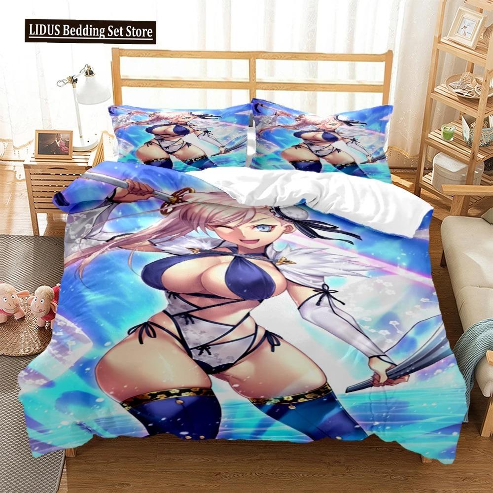 Sexy Beauty Kamado Bettwäscheset Anime Demon Slayer Bedruckte Bettbezüge Kissenbezüge Bettdecke Bettwäscheset Bettwäsche