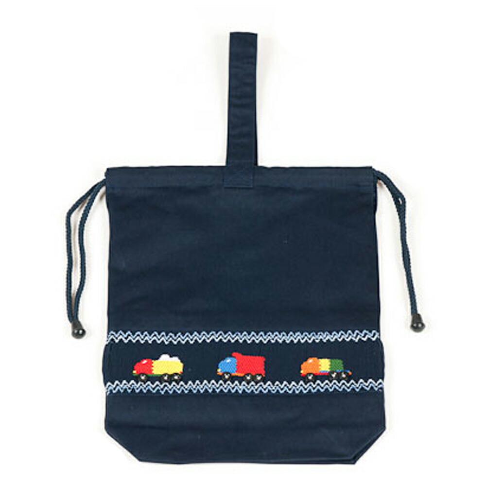 

[Up to 2000 yen OFF coupon distribution during the period! 5/9 20:00 - 5/16 1:59] Hand embroidered smocking drawstring bag, navy blue, fabric,