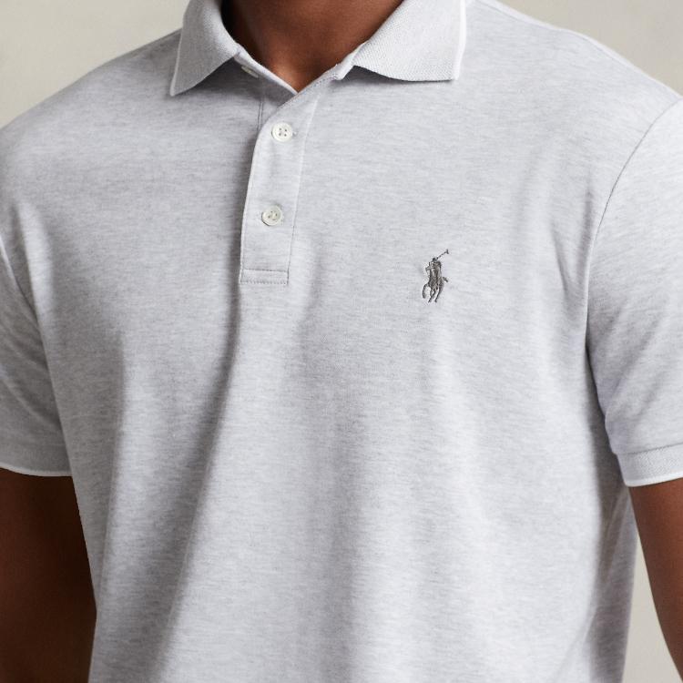 Polo Ralph Lauren Solid Color Logo Embroidered Slim Fit Short Sleeve Polo Shirt Men Tops Light-Gray MNPOKNI1N821738-020