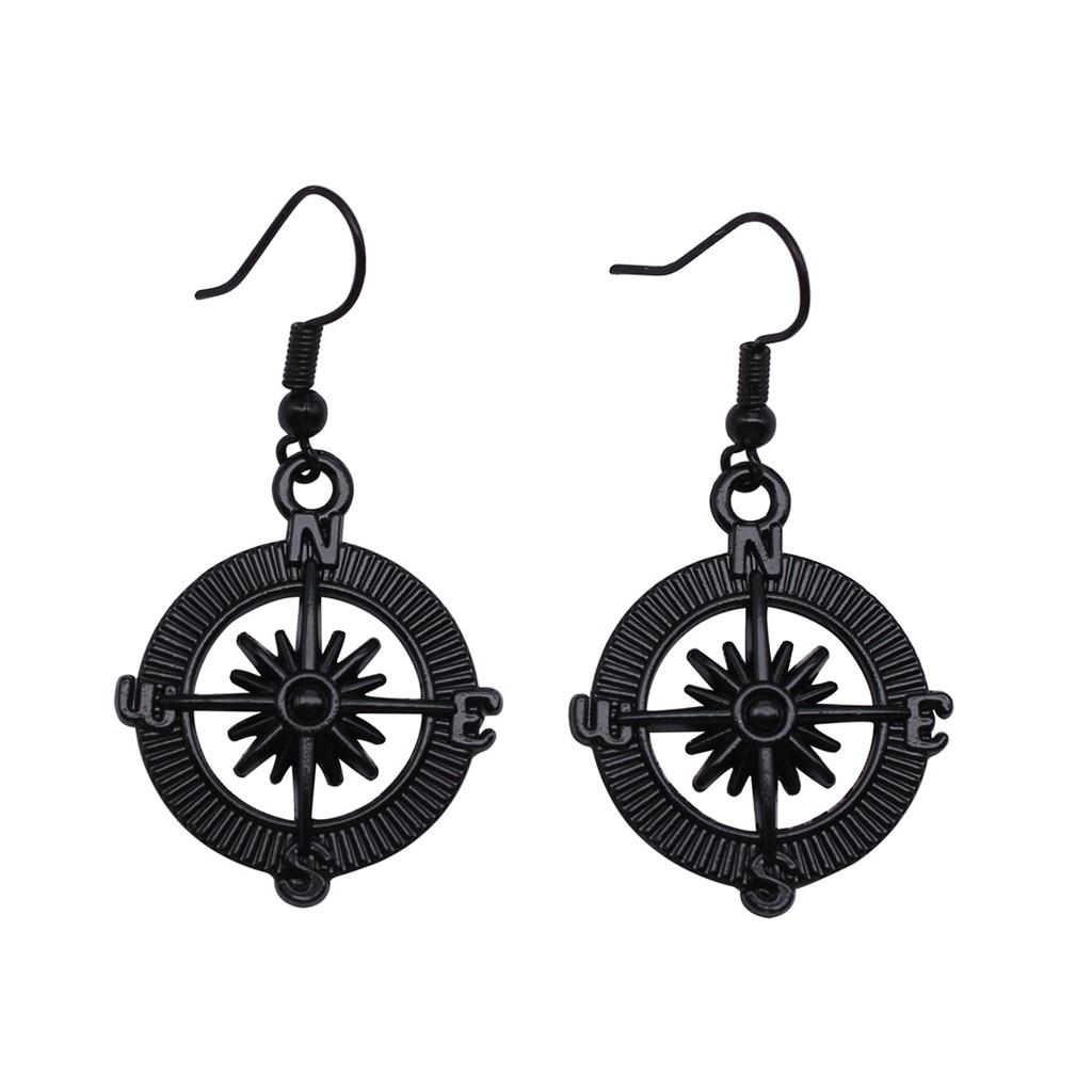 Compass Dangle Earrings Adventure Travel Nautical Navigation Drop Jewelry