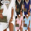 Women's Fashion Summer Spring Solid Color Print Short Sleeve V-Neck Casual Dresses