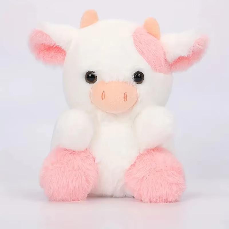20cm/7.87in Kawaii Strawberry Cow Soft Stuffed Plushie Doll Animal Cow Toy Children's Christmas Birthday Gift Bedroom Sofa Decor