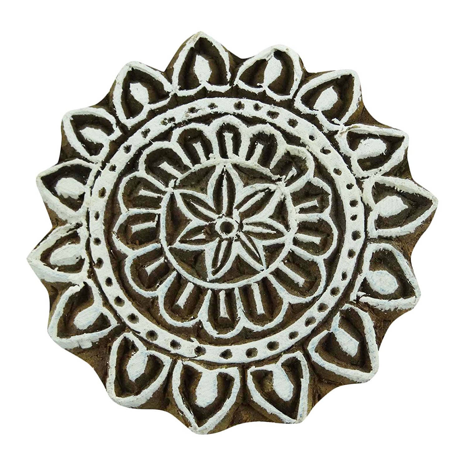 

Floral Indian Scrapbook Stamp Wooden Printing Block Art Brown Stamps For 2.5 Inches коричневий