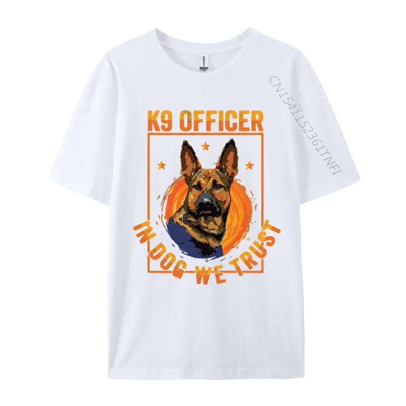 K9 In Dog We Trust Shepherd Thin Blue Light Tshirt Cotton Tops T Shirt for Male Beach Top Tshirts Holiday Plain Shirt