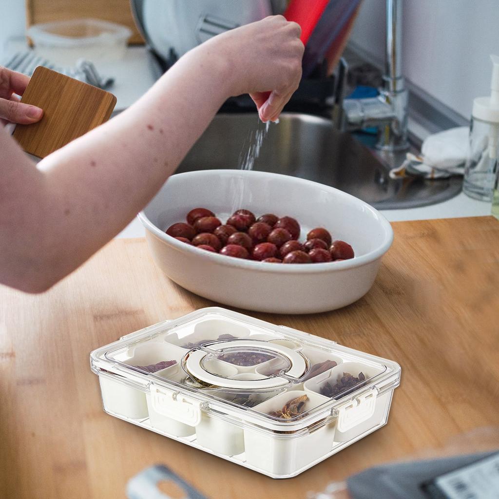 Dělený zásobník Snack Box Kontejner Průhledný úložný box s víkem a rukojetí