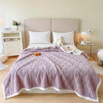 Fluffy Plaid Blanket for Beds Winter Warm Soft Coral Fleece Throw Blanket Sofa Bed Cover Taffeta Velvet Double Bedspread Sheet