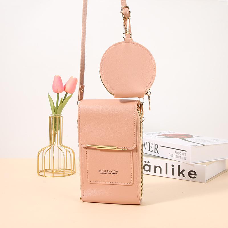 Fashion Two-piece Women's Bag Vertical Touchable Mobile Phone Bag Multi-compartment Messenger Bag with Mini Change Bag