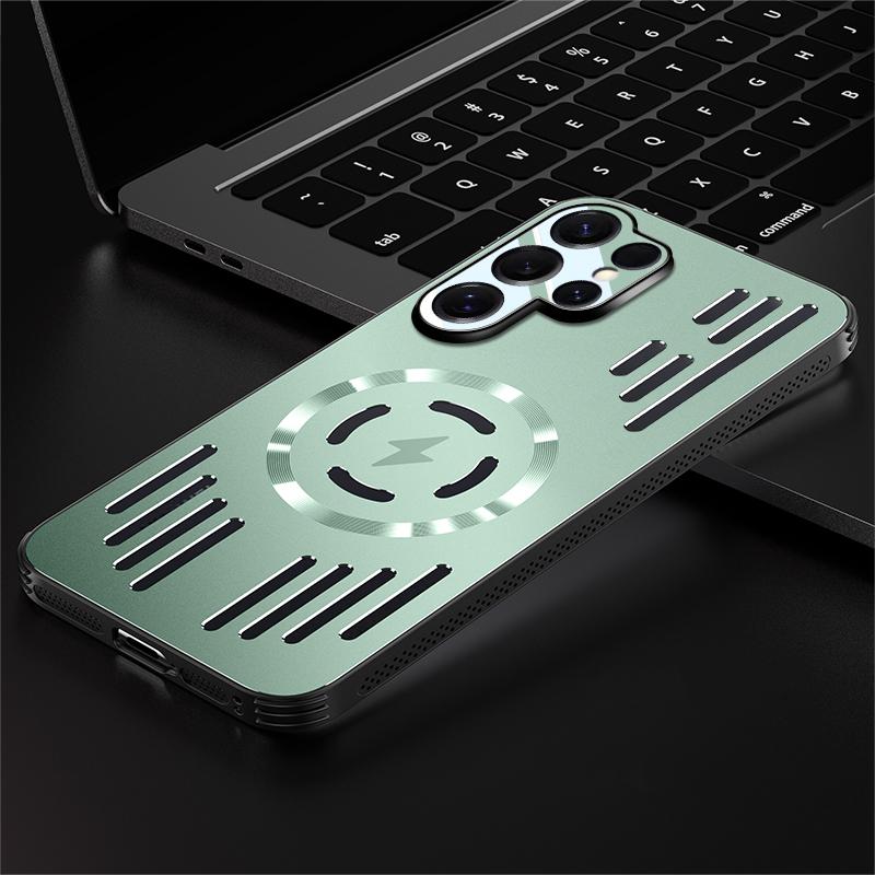 Hard Metal Heat Dissipation Magnetic Wireless Charger Cover For Samsung Galaxy S25 Plus Ultra S25Ultra Cool Protective Back Case