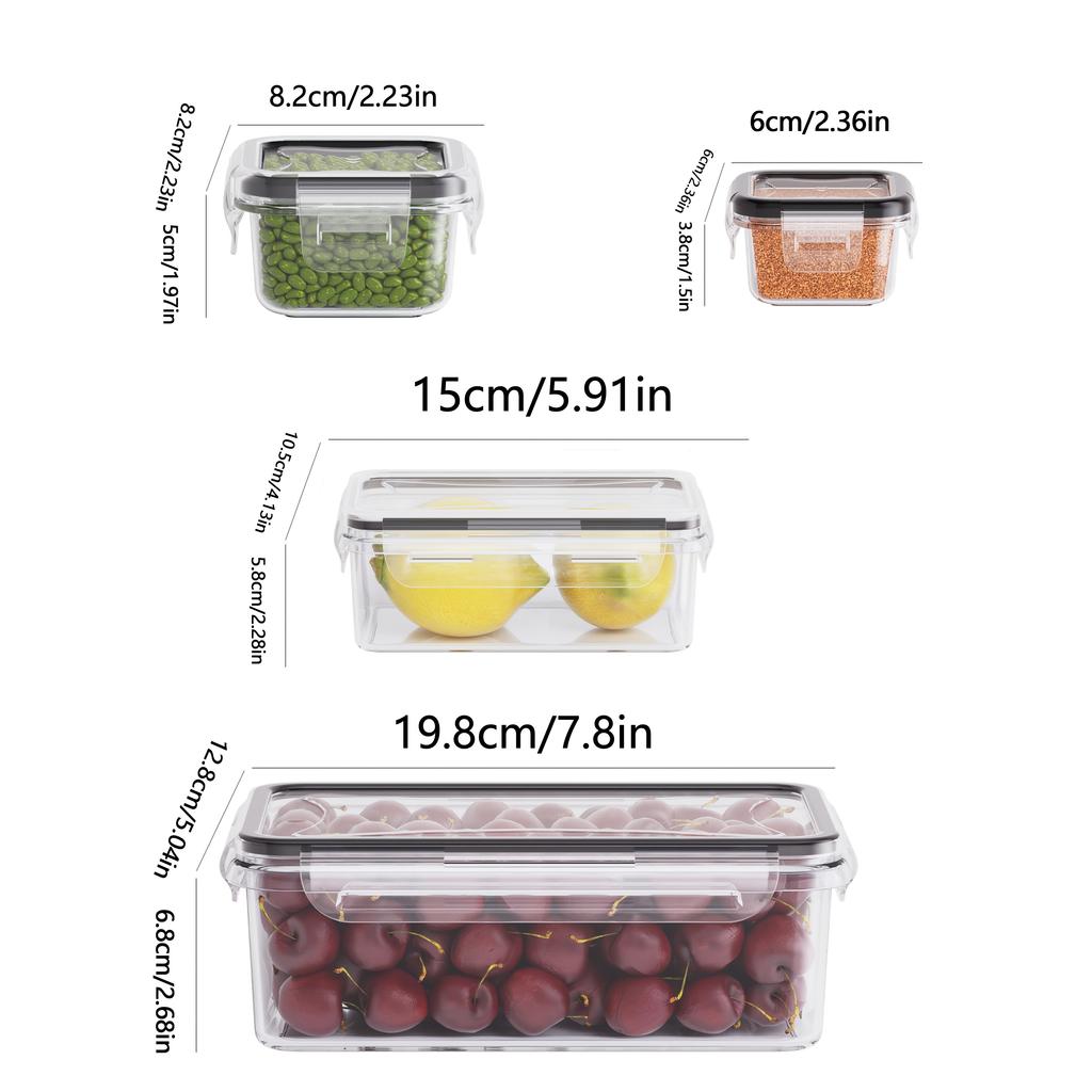 4 Piece Food Storage Containers Set with Easy Snap Lids (4 Lids + 4 Containers) - Airtight Plastic Containers for Pantry