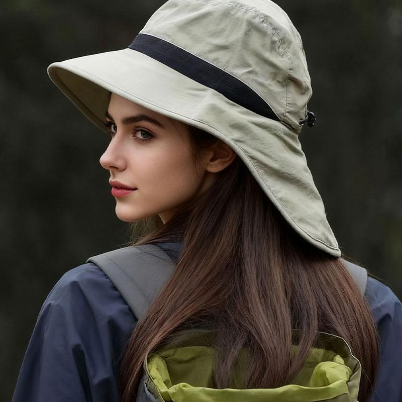 Unisex Summer Wide Brim Waterproof Quick-drying Panama Caps Outdoor Visor Bucket Hats Mesh Breathable Sun Hat with Neck Flap