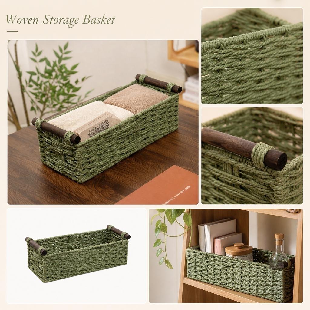 Woven Storage Basket 1 Pack - Decorative for Home Shelf and