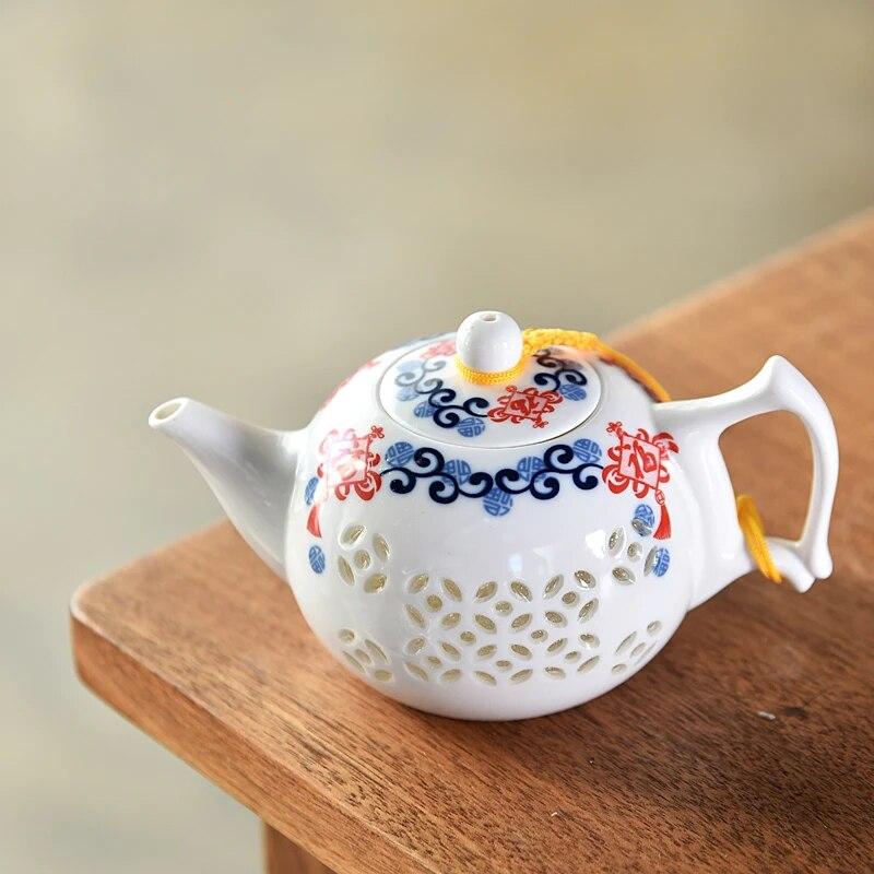 Ceainice cu glazură crackle Celadon Set de ceai tradițional Ceainic Oolong negru Ceainic din ceramică Ceai cu flori înflorite Veselă pentru ceai