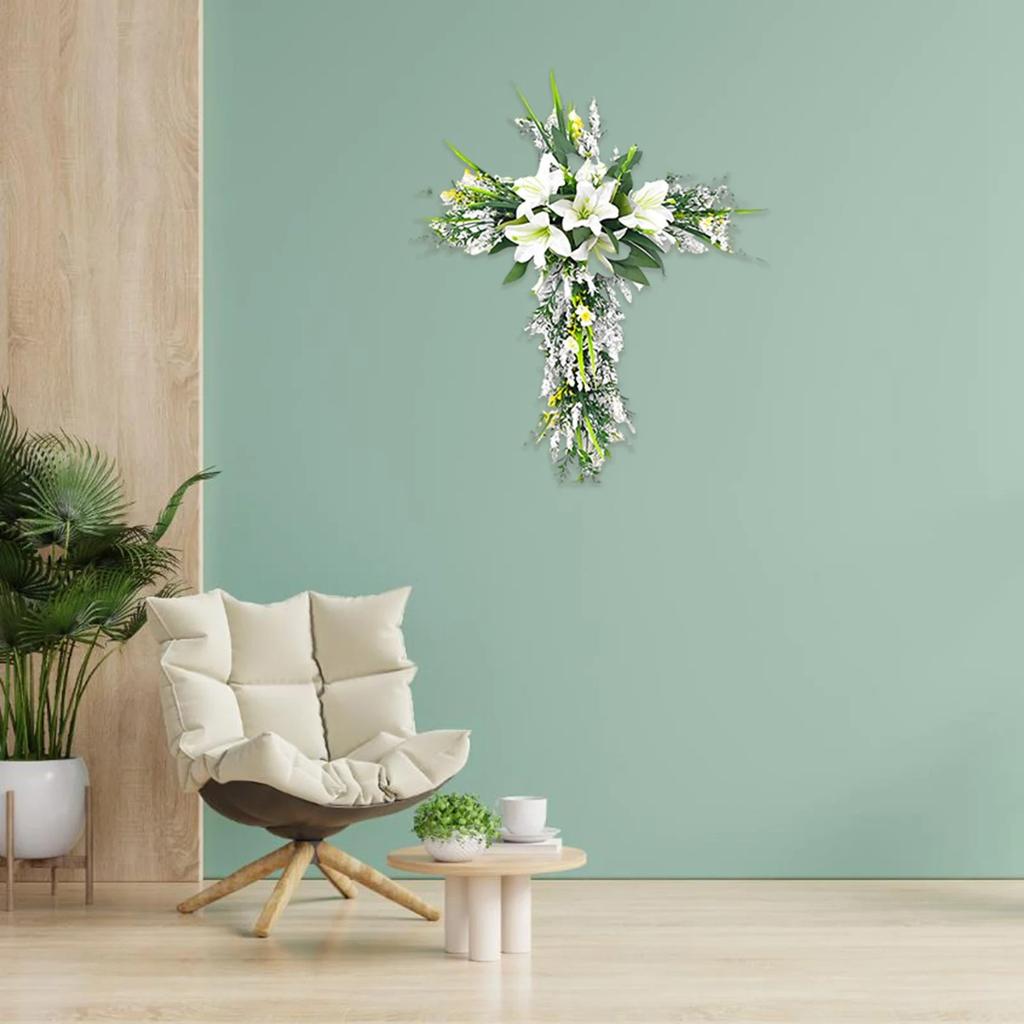 Easter Wreath Cross Simulation Wreath Door Hanging Decoration