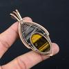 Tiger Eye Gemstone Pure Copper Wire Wrapped Handmade Pendant Jewelry Gift For Her