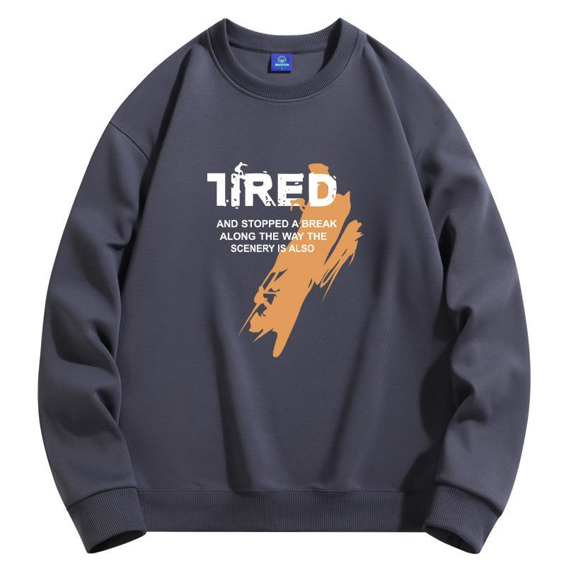 Tired Pattern Men's Round Neck Sweatshirt Man Casual  Long Sleeve Pullovers Large Size