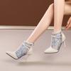 fashion Sharp toe mesh boots, high heels, women's summer 2024 fashion new mesh cool boots, fashionable and luxurious slim heel sandals