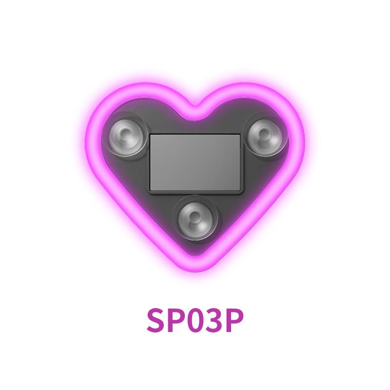 Automotive solar powered LED heart neon lights, car mounted wireless, interior triangular window atmosphere decorative lights